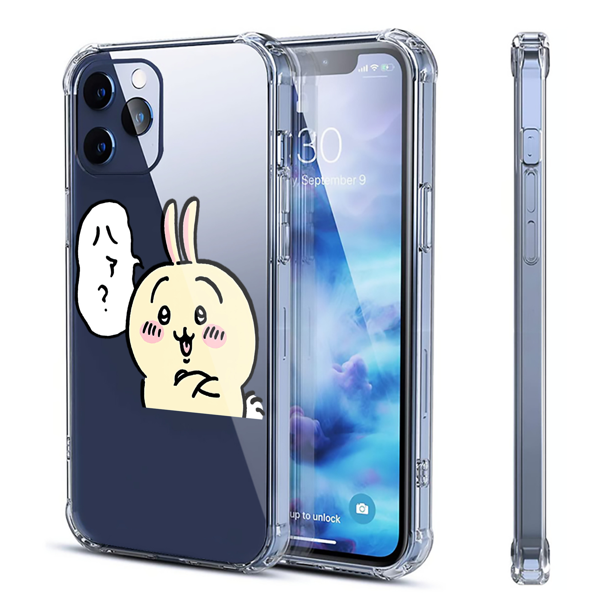 （画像用） ちいかわ うさぎ Chii-kawa usagi 【iPhone 12シリーズ対応】透明スマホケース（クリアソフトケース）